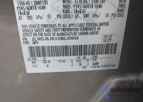 2013 Lincoln Mkx из США, поврежденный, VIN 2LMDJ6JKXDBL05608